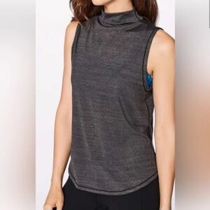 ~Lululemon Twist & Reach Mock Neck Tank Heathered Black~